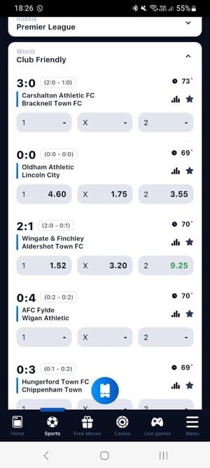 Chaguo za Kubashiri kwenye Programu ya 1Win